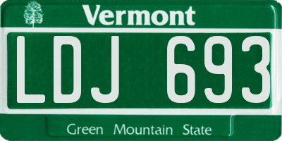 VT license plate LDJ693