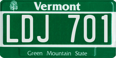 VT license plate LDJ701