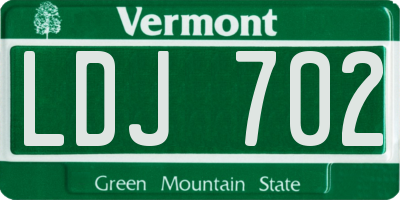 VT license plate LDJ702
