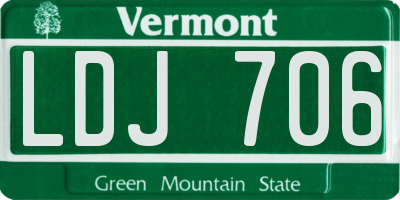 VT license plate LDJ706