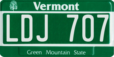 VT license plate LDJ707