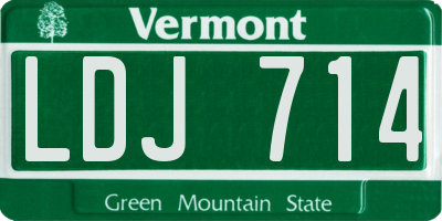 VT license plate LDJ714