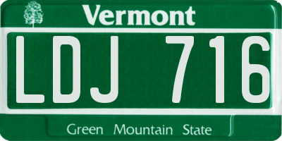 VT license plate LDJ716