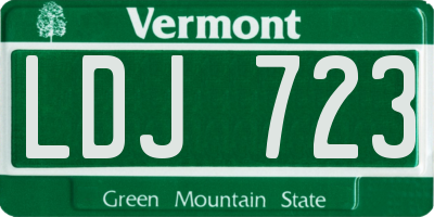 VT license plate LDJ723