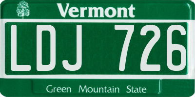 VT license plate LDJ726