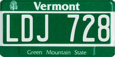VT license plate LDJ728