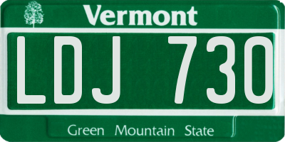 VT license plate LDJ730