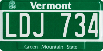VT license plate LDJ734