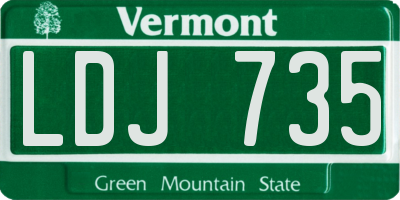 VT license plate LDJ735