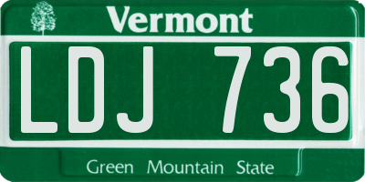 VT license plate LDJ736