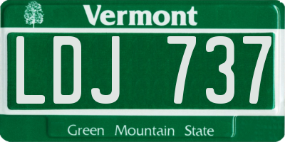 VT license plate LDJ737
