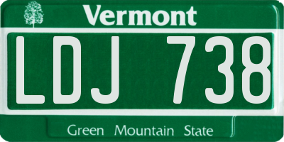 VT license plate LDJ738