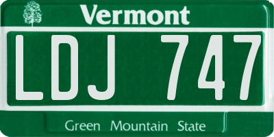 VT license plate LDJ747