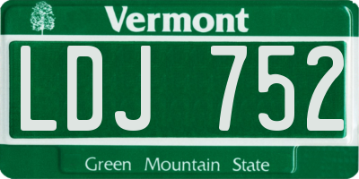 VT license plate LDJ752