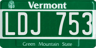 VT license plate LDJ753