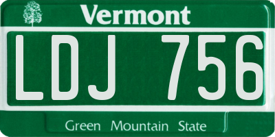 VT license plate LDJ756