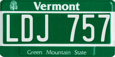 VT license plate LDJ757