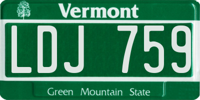 VT license plate LDJ759