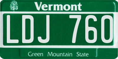 VT license plate LDJ760