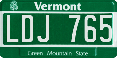 VT license plate LDJ765