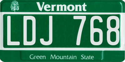 VT license plate LDJ768