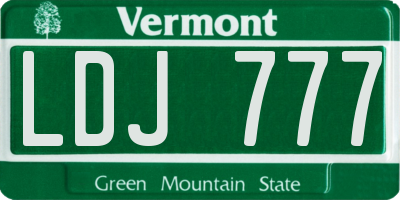 VT license plate LDJ777