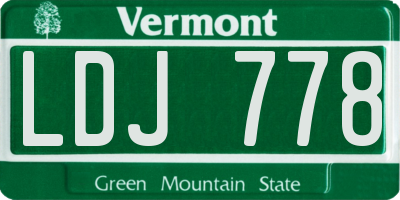 VT license plate LDJ778