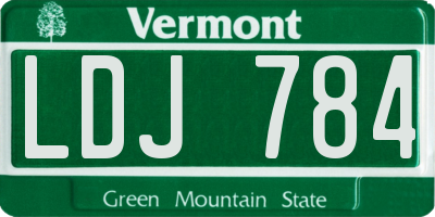 VT license plate LDJ784