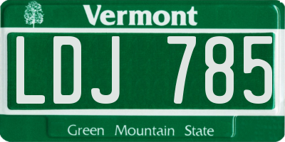 VT license plate LDJ785