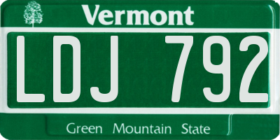 VT license plate LDJ792