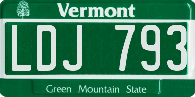 VT license plate LDJ793
