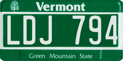 VT license plate LDJ794