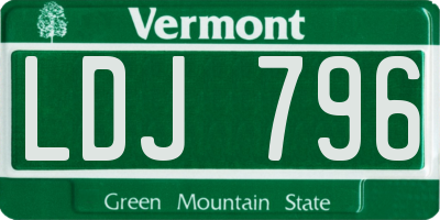 VT license plate LDJ796