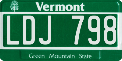 VT license plate LDJ798