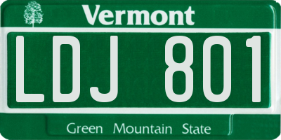VT license plate LDJ801