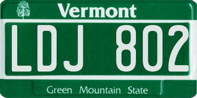 VT license plate LDJ802