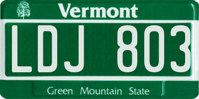 VT license plate LDJ803