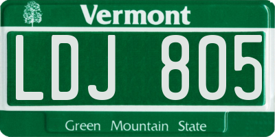 VT license plate LDJ805