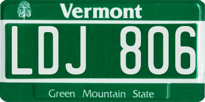 VT license plate LDJ806
