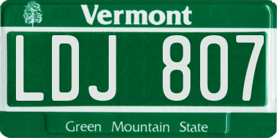 VT license plate LDJ807