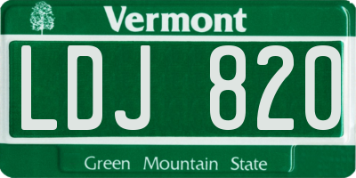 VT license plate LDJ820