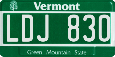 VT license plate LDJ830