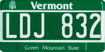 VT license plate LDJ832