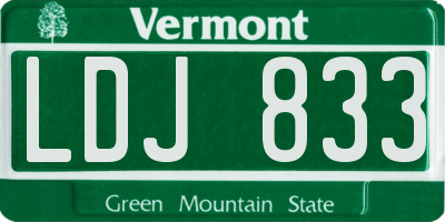 VT license plate LDJ833