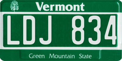 VT license plate LDJ834