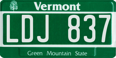 VT license plate LDJ837