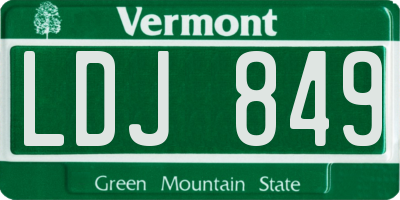 VT license plate LDJ849