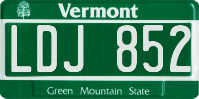 VT license plate LDJ852