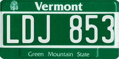 VT license plate LDJ853