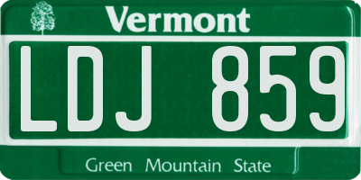 VT license plate LDJ859